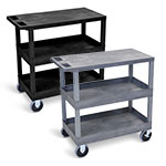 Luxor 32" x 18" Cart - Two Tub/One Flat Shelves with 5" Casters - EC211HD (2 Colors Available) ET10479