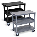 Luxor 32" x 18" Cart - Two Flat/One Tub Shelves with 5" Casters - EC212HD (2 Colors Available) ET10493
