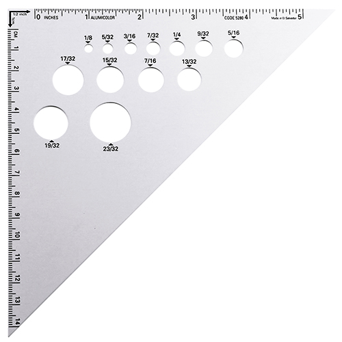  Alumicolor - 6&quot; 45/90 Degree Aluminum Drafting Triangle, Silver - 5280-1-Promo