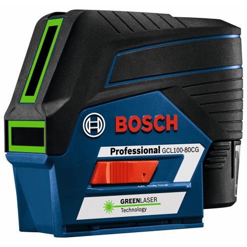  Bosch 12V Max Connected Green-Beam Cross-Line Laser with Plumb Points - GCL100-80CG