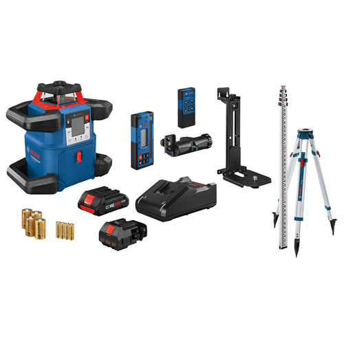  Bosch 18V REVOLVE4000 Connected Self-Leveling Horizontal and Vertical Rotary Laser Kit with CORE18V 4.0 Compact Battery - GRL4000-80CHVK