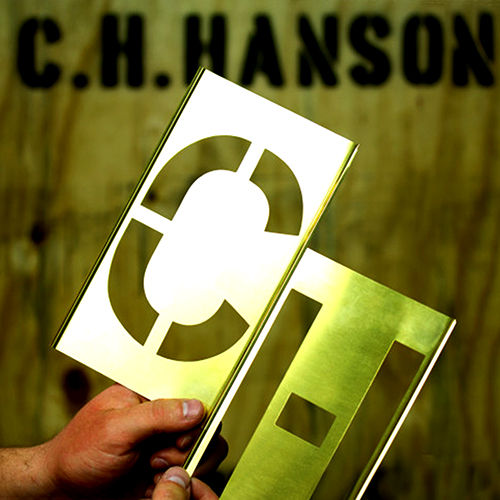 CH Hanson 45-Pieces &quot;SINGLE LETTER AND NUMBER&quot; Interlocking Brass Stencil Set - (7 Sizes Available)