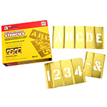 CH Hanson 45-Pieces "SINGLE LETTER AND NUMBER" Interlocking Brass Stencil Set - (7 Sizes Available) ET15007