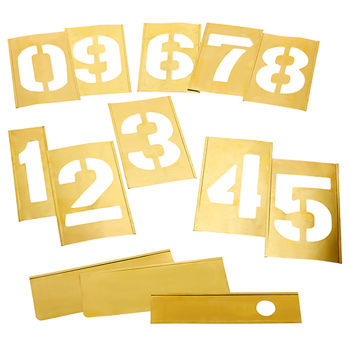  CH Hanson 13-Pieces Gothic Style &quot;OVERSIZED NUMBER&quot; Interlocking Brass Stencil Set - (3 Sizes Available)