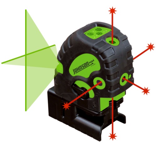 Johnson Level 40-6688 - Self-Leveling Combination Green Cross-Line and Red 5 Dot Laser