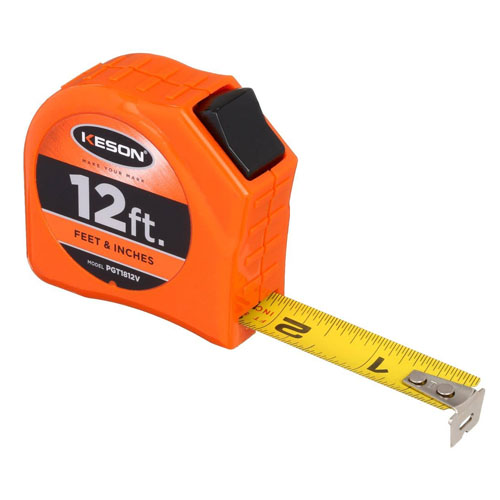  Keson Toggle Series 12 ft Short Tape Measure - Feet, Inches, 8ths, 16ths - PGT1812V