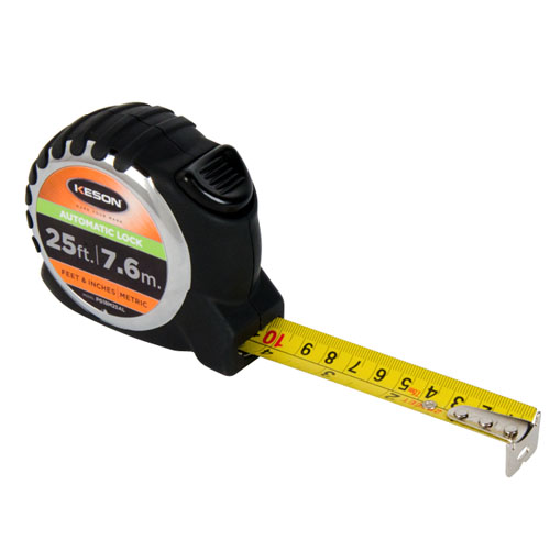  Keson 25 ft/7.6m Autolock Short Tape - Feet, Inches, 8ths, 16ths, and Metric - PG18M25AL