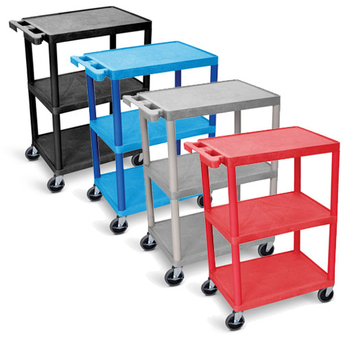 Luxor Utility Cart - 3 Shelves Structural Foam Plastic - HE34 (4 Colors Available)