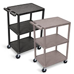 Luxor Utility Cart - 3 Shelves Structural Foam Plastic - HE42 (2 Colors Available) ES4593