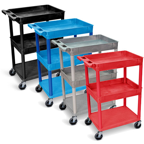 Luxor Top/Middle Tub and Flat Bottom Shelf Cart - STC112 (4 Colors Available)