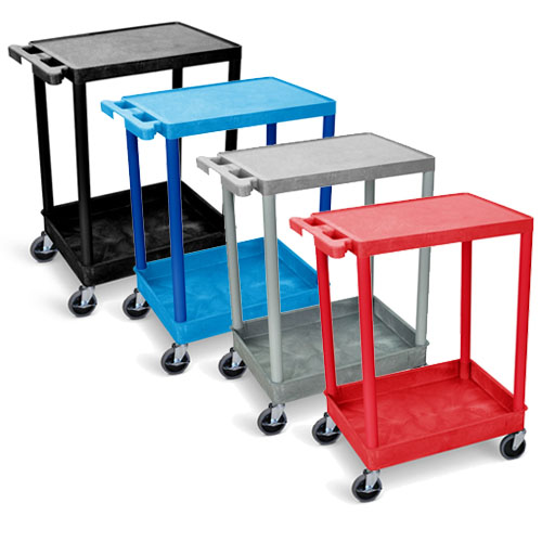Luxor Flat-Top and Tub-Bottom Shelf Cart - STC21 (4 Colors Available)