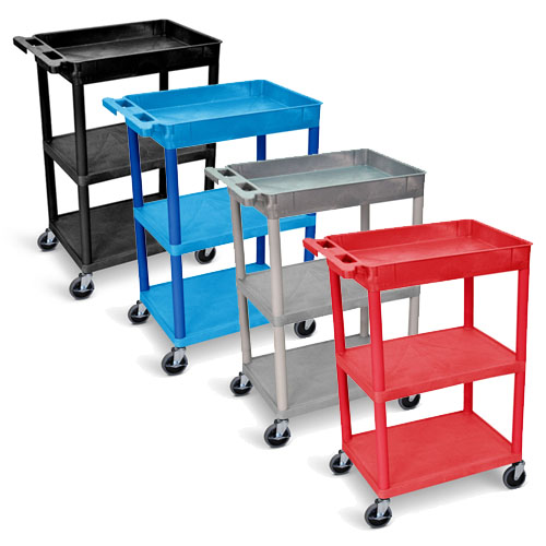 Luxor Tub Top and Flat Middle/Bottom Shelf Cart - STC122 (4 Colors Available)