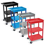 Luxor Tub Top and Flat Middle/Bottom Shelf Cart - STC122 (4 Colors Available) ES4598