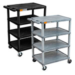 Luxor Four Flat-Shelf Structural Foam Plastic Cart - BC45 (2 Colors Available) ES4599