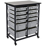 Luxor Mobile Bin Storage Unit - Double Row - 8 Small Bins 4 Large Bins - MBS-DR-8S4L ES7439