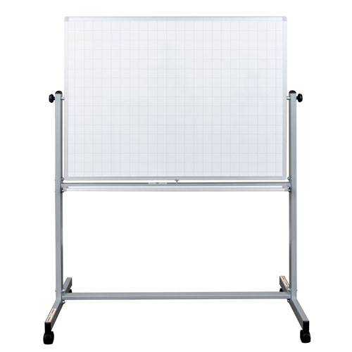  Luxor 48” x 36” Mobile Magnetic Double-Sided Ghost Grid Whiteboard - MB7240LB