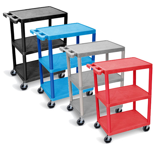 Luxor Flat Shelf Cart - Three Shelves - STC222 (4 Colors Available)