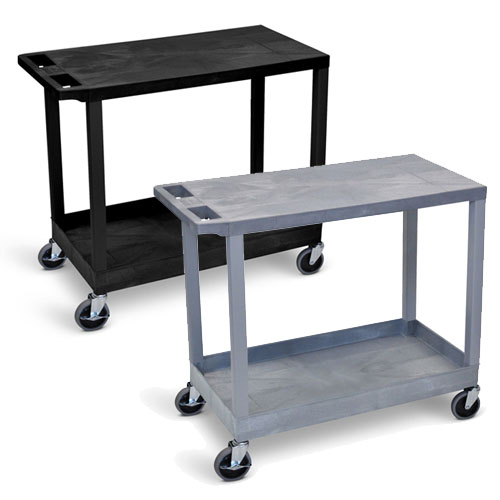 Luxor 32&quot; x 18&quot; Cart - One Tub/One Flat Shelves with 5&quot; Casters - EC21 (2 Colors Available)