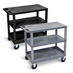 Luxor 32" x 18" Cart - Two Flat/One Tub Shelves with 5" Casters - EC221HD (2 Colors Available) ET10498