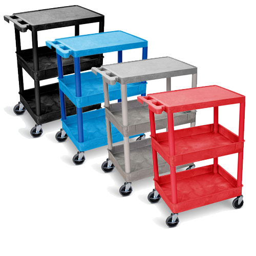  Luxor Flat Top and Tub Middle/Bottom Shelf Cart - STC211 (4 Colors Available)