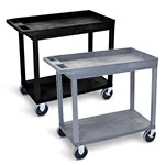 Luxor 32" x 18" Cart - One Tub/One Flat Shelf - Heavy-Duty with 5" Casters - EC12HD (2 Colors Available) ET10509