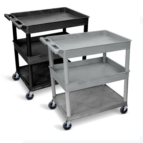  Luxor Large Tub Top/Middle and Flat Bottom Shelf Cart - TC112 (2 Colors Available)