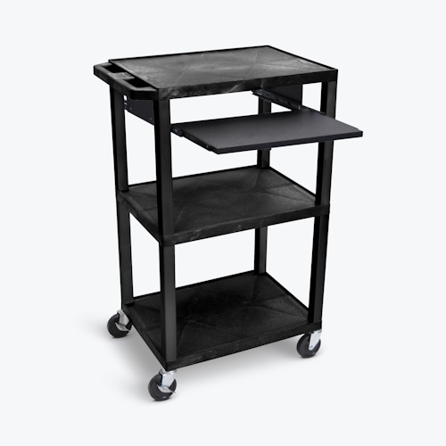 Luxor 42&quot;H 3-Shelf Utility Cart - Electric, Pullout Shelf - (5 Options Available) 