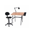 Martin Universal Design Martin Berkeley 4-pc Combo Black w/ Cherry wood Top, Tray Lamp and Drafting Chair U-DS14041BW ES3878