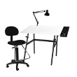 Martin Universal Design Martin Berkeley 4-pc Combo Black w/ White Top, Tray Lamp and Drafting Chair 4-pc Combo U-DS14041B ES3880