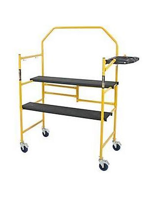 MetalTech I-IMCNT - Jobsite Series 4 Folding Scaffold with Tool Shelf and Safety Rail