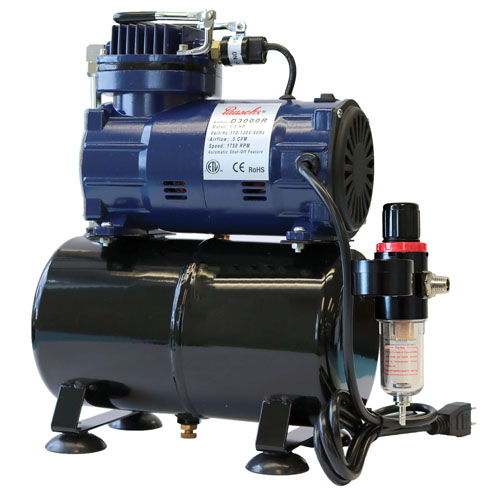  Paasche AirBrush Oil-less Piston Compressor with Tank &amp; Regulator - D3000R