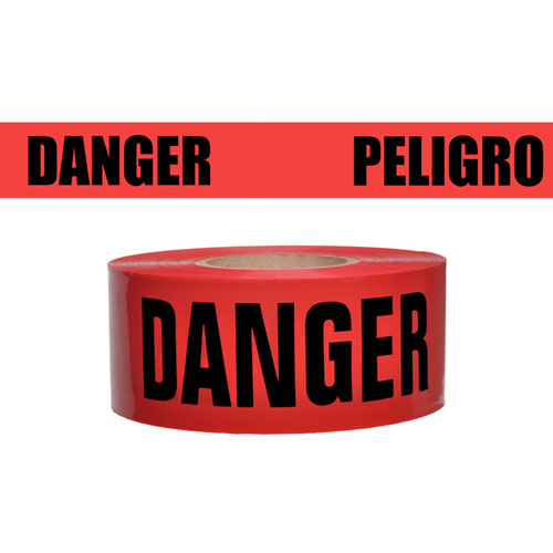 Presco Standard Red 2 mil DANGER/PELIGRO Barricade Tape 3 x 1000 - B3102R174 (Case of 8 Rolls)