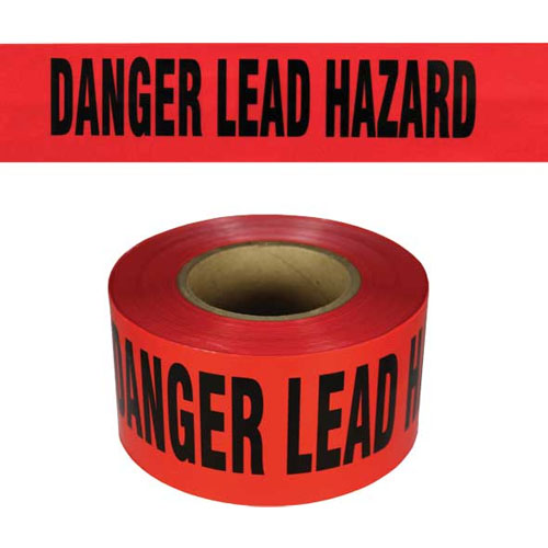 Presco Standard Red 2 mil DANGER LEAD HAZARD Barricade Tape 3 x 1000 - B3102R671 (Case of 8 Rolls)