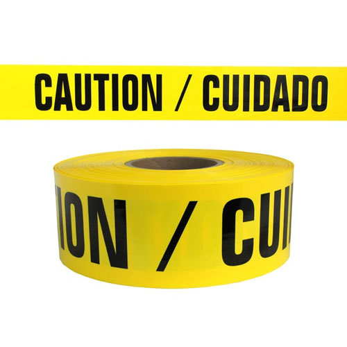  Presco Standard Yellow 2 mil CAUTION/CUIDADO Barricade Tape 3&quot; x 1000&#39; - B3102Y13 (Case of 8 Rolls)