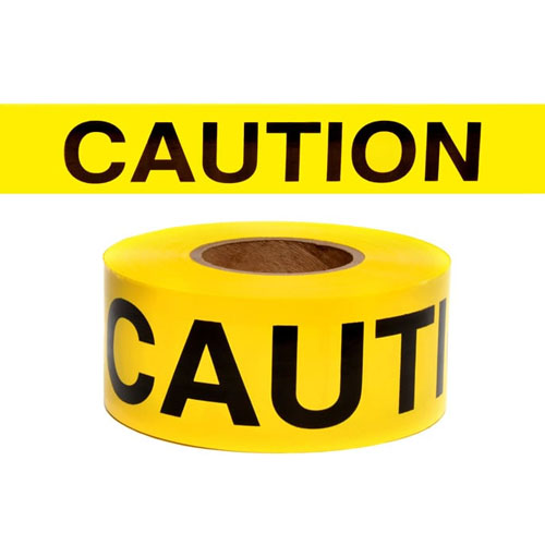  Presco Standard Yellow 2.5 mil CAUTION Barricade Tape 3&quot; x 1000&#39; - B31022Y16 (Case of 8 Rolls)