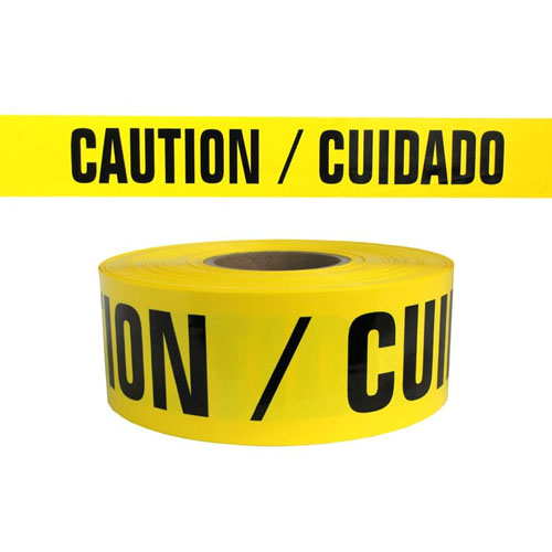  Presco Standard Yellow 3 mil CAUTION/CUIDADO Barricade Tape 3&quot; x 1000&#39; - B3103Y13 (Case of 8 Rolls)