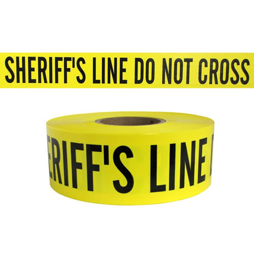  Presco Standard Yellow 3 mil SHERIFFS LINE DO NOT CROSS Barricade Tape 3&quot; x 1000&#39; - B3103Y14 (Case of 8 Rolls)
