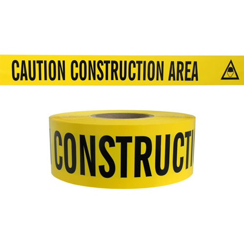  Presco Standard Yellow 3 mil CAUTION CONSTRUCTION AREA Barricade Tape 3&quot; x 1000&#39; - B3103Y2 (Case of 8 Rolls)