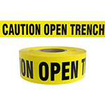 Presco Standard Yellow 3 mil CAUTION OPEN TRENCH Barricade Tape 3" x 1000' - B3103Y3 (Case of 8 Rolls) ES9828