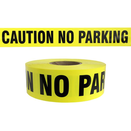  Presco Standard Yellow 3 mil CAUTION NO PARKING Barricade Tape 3&quot; x 1000&#39; - B3103Y7 (Case of 8 Rolls)