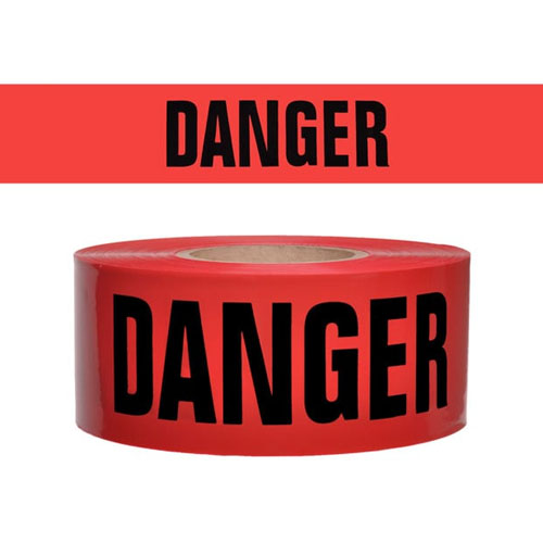  Presco Standard Red 3 mil DANGER Barricade Tape 3&quot; x 300&#39; - B333R21 (Case of 16 Rolls)