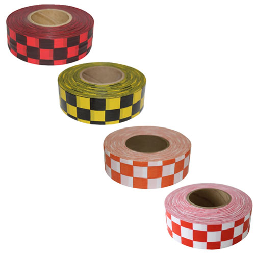  Presco Patterned Checkered Roll Flagging - 12 Rolls (4 Colors Available)