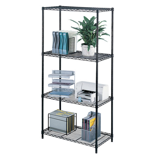 Safco 36&quot; x 18&quot; Commercial Wire Shelving - Black - 5276BL