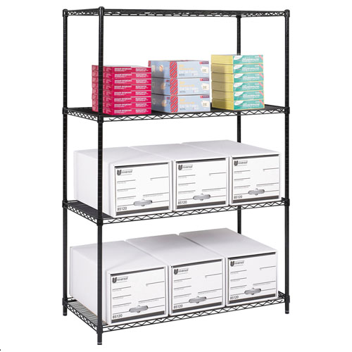 Safco 48&quot; x 24&quot; Industrial Wire Shelving - Black - 5294BL