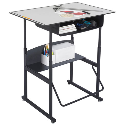Safco AlphaBetter 36&quot; x 24&quot; Height Adjustable Desk with Gray Premium Top and Book Box - 1209GR