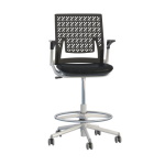 Safco Thesis Flex Back Stool with Arms, Black Fabric Seat - KSX1SBBLK ET11734