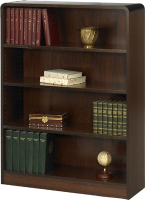 Safco 4-Shelf Radius-Edge Veneer Bookcase 1523WL ES3252