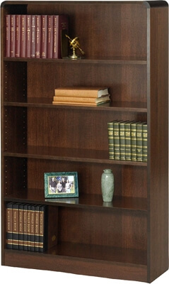 Safco 5-Shelf Radius-Edge Veneer Bookcase 1524WL ES3255
