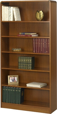 Safco 6-Shelf Radius-Edge Veneer Bookcase 1525MO ES3257