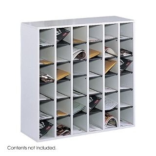 Safco Wood 36 Compartment Mail Sorter 7766GR ES3478